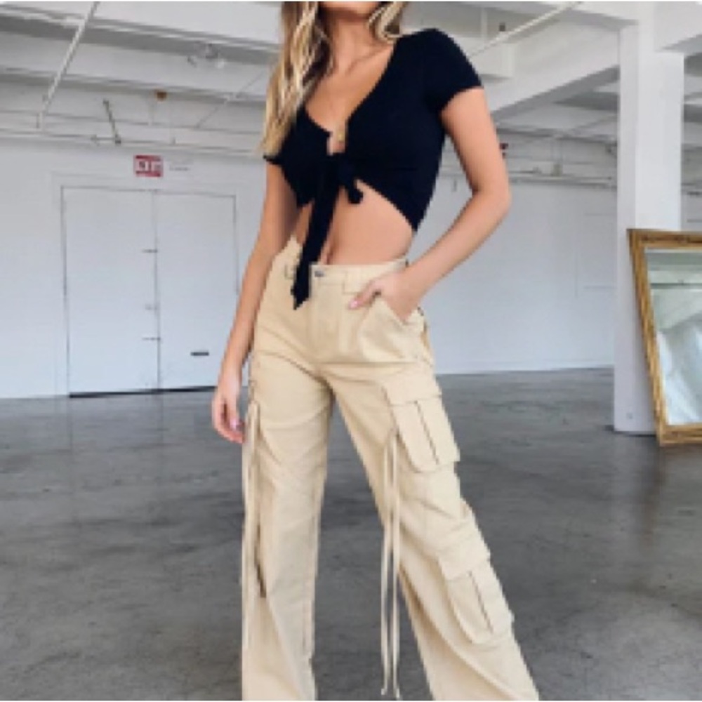 I.AM.GIA Beige Wide Leg Cargo Trousers
